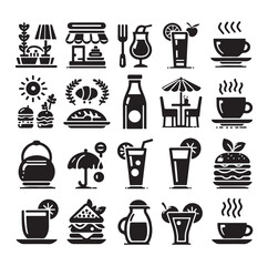 Cafe and Restaurant Icon Vector Set – Food and Drink Illustration for Designers