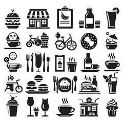 Cafe and Restaurant Icon Vector Set – Food and Drink Illustration for Designers