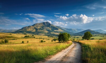 Scenic mountain landscape with dirt road