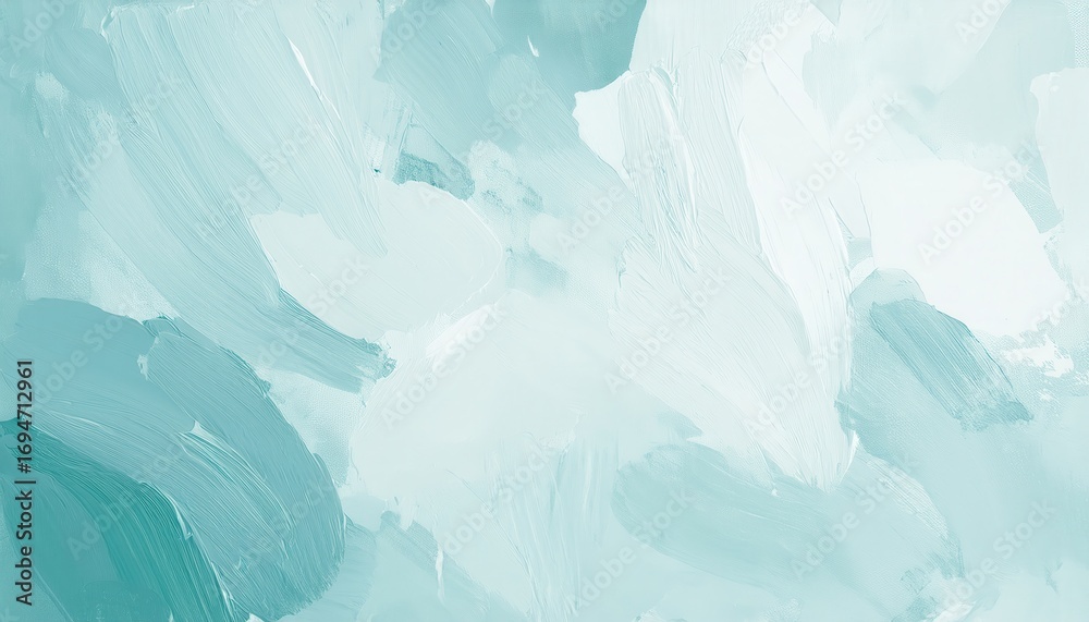 Wall mural soft turquoise abstract brushstrokes with fluid texture blending light shades for calm serene backgr