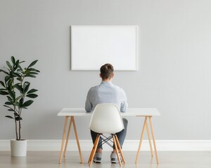 Fototapeta premium Artistic creative space with clean white layout and minimalist inspiration boards