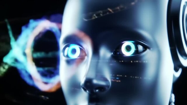 Artificial intelligence face with tears