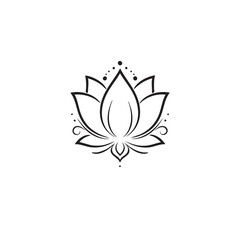 Fototapeta premium Minimalist Lotus Flower Vector Illustration with Organic Symmetrical Design in Black and White Style