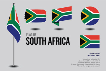 Set of South Africa flag in 5 designs