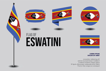 Set of Eswatini flag in 5 designs