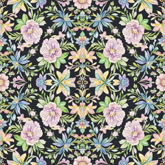 Symmetrical Floral Black