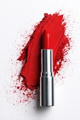 Red lipstick on a white background