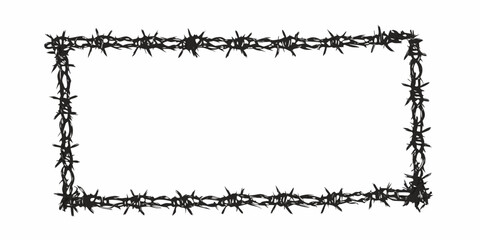 Roughly drawn black barbed wire rectangle frame border on white background