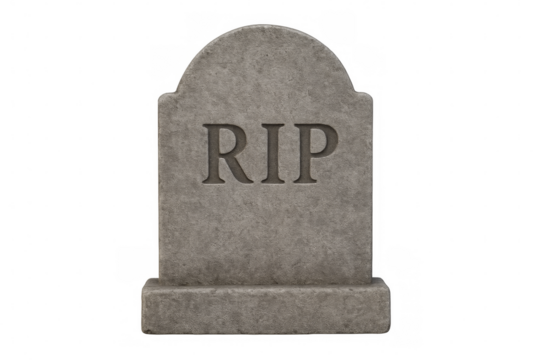 Tombstone with rip epitaph on transparent background representing loss and remembrance - Powered by Adobe