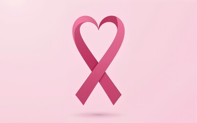 Pink ribbon symbol design with heart shape. Breast cancer awareness month campaign. Vector illustration. High quality