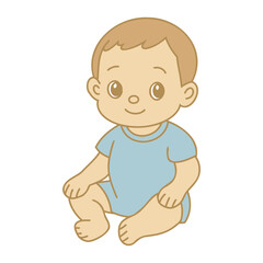 Fototapeta premium little baby boy sitting, vector illustration