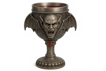 Vampire goblet filled with blood on transparent background
