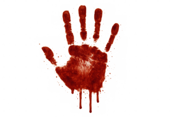 Bloody handprint dripping on transparent background