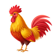 Fototapeta premium Vibrant rooster isolated on transparent background, a symbol of the chinese zodiac and a beautiful representation of farm animals