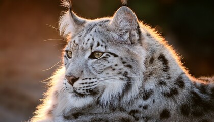 Obraz premium whimsical coon leopard covered in fluffy he shaped spots light gray body sitting with back turned and subtle side glance peaceful and warm tone