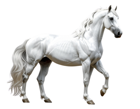  Energetic White Stallion in Motion, 3D Model with Flying Mane.