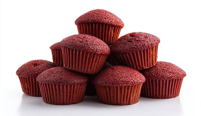 Stack of Red Velvet Cupcakes on White Background muffins
