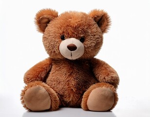 Obraz premium a brown teddy bear sitting against a white background