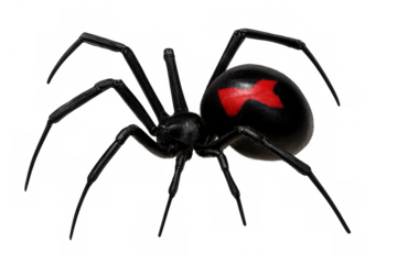 Black widow spider crawling on transparent background