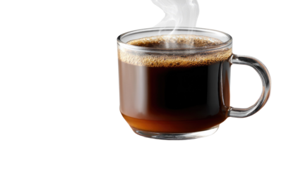 Coffee Cup: A glass mug filled with steaming coffee. The warm beverage and rising vapor offer a serene moment for contemplation or a welcome boost of energy.