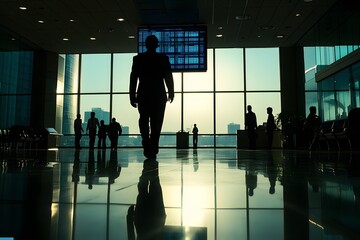 A dramatic angle from the floor showing the departure board towering above bustling travelers 