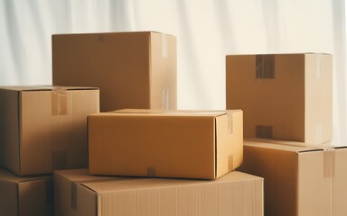 Stacked cardboard boxes brown paper packaging image