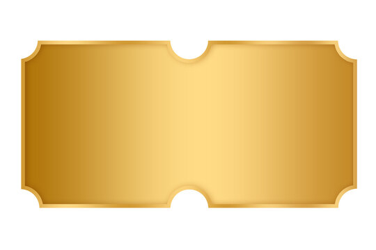 Golden Ticket or Voucher Template with Rounded Corners rectangle gold element png file