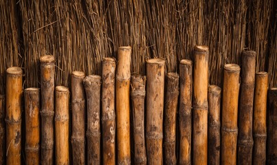 Bamboo fence with straw