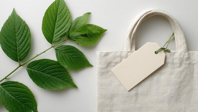 Eco-friendly tote bag with leaves
