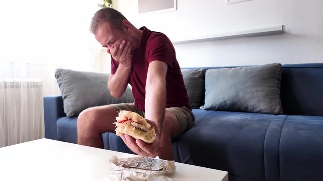 Man having food poisoning and nausea.