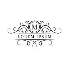 Vintage luxury logo ornament design. Royal, Monogram, Retro, Hotel and fashion brand identity