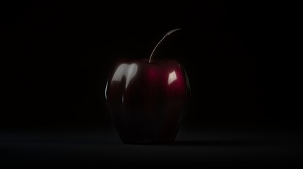Isolated apple study in 4K, 35mm focal length emphasizing natural tones, stem detail, and subtle soft shadow