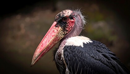 Close-up profile of a large bird with a long beak