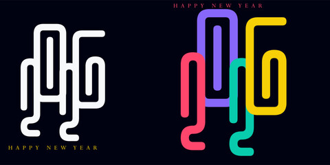 2026 New Year greeting card design concept. Happy New Year Greeting Card Number. design for cover, calendar, banner and template, Vector illustration concepts colorful 2026, 2026