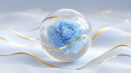 Blue flowers in a sphere