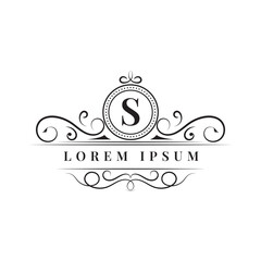 Vintage luxury logo ornament design. Royal, Monogram, Retro, Hotel and fashion brand identity