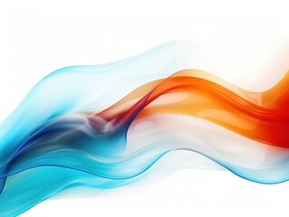 An abstract, dynamic wave in a stunning gradient of bright blue and orange on a crisp white background, creating a sense of energy and flow.