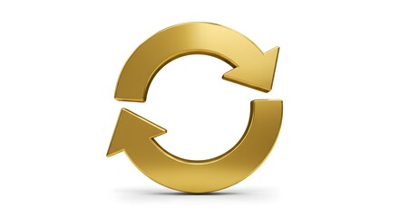 golden circular arrow icon with white isolated background
