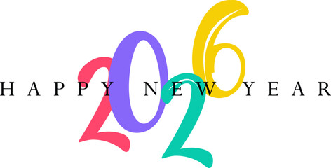 Naklejka premium 2026 New Year greeting card design concept. Happy New Year Greeting Card Number. design for cover, calendar, banner and template, Vector illustration concepts colorful 2026, 2026