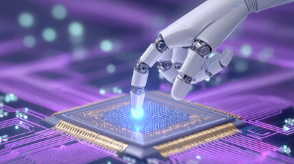 Robotic arm touching chip