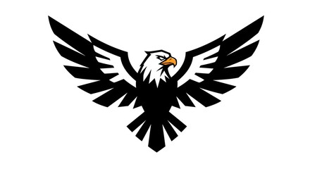 Obraz premium eagle design with open wings in black, white, and yellow, for shirt print and graphic design. with white isolated background 