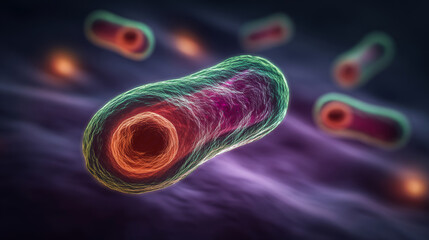 Magnified image of bacterial cells