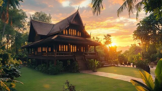 golden teak heritage house exterior thailand video