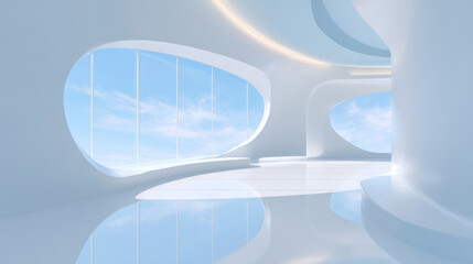 White futuristic interior space