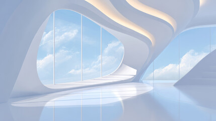 futuristic white building interior