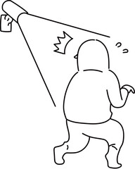センサーライトに照らされる泥棒_線画
