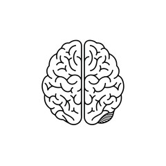 Fototapeta premium A simple 2D flat vector illustration featuring a clean, minimalist human brain outline presented clearly on a plain white background, symbolizing thought and intelligence.