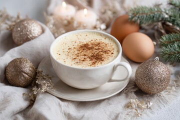 Festive eggnog in a cup