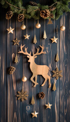 Christmas decoration on wooden background
