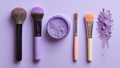 Makeup brushes and powder